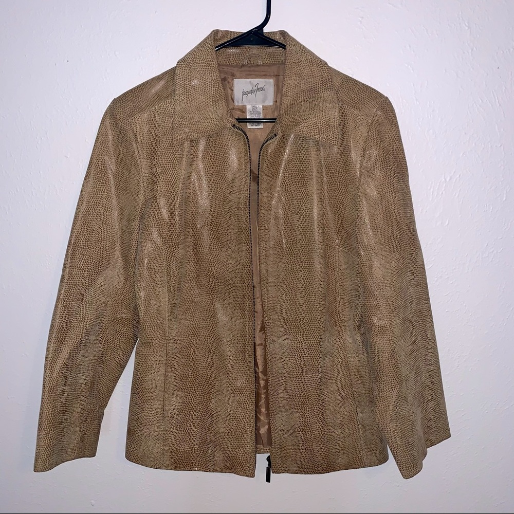 Jacqueline Ferrar Leather Snake Print Jacket